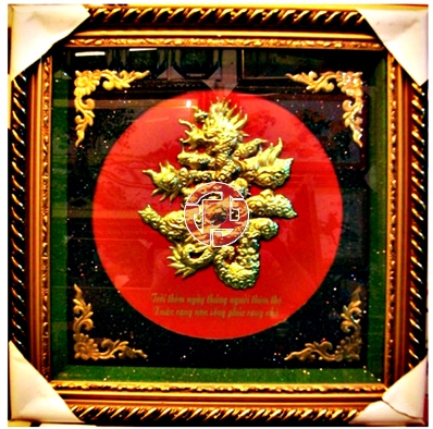 Tranh phong thủy Làng quê Chữ Thọ chạm rồng