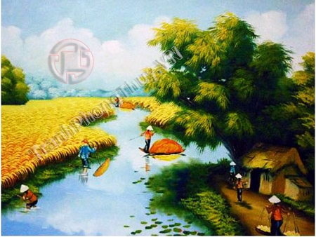 Tranh Phong Thủy Quê Hương Tranh đồng quê Tranh Phong Thủy Quê Hương Tranh đồng quê