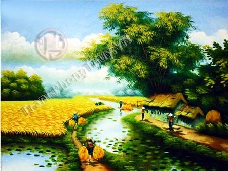 Tranh Phong Thủy Quê Hương Tranh đồng quê Tranh Phong Thủy Quê Hương Tranh đồng quê