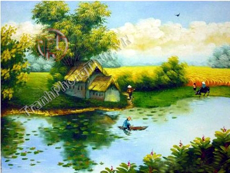 Tranh Phong Thủy Quê Hương Tranh đồng quê Tranh Phong Thủy Quê Hương Tranh đồng quê