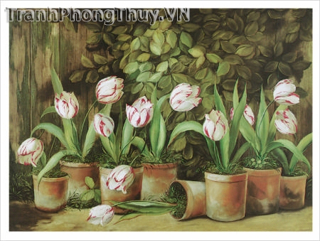 Tranh sơn dầu bình hoa