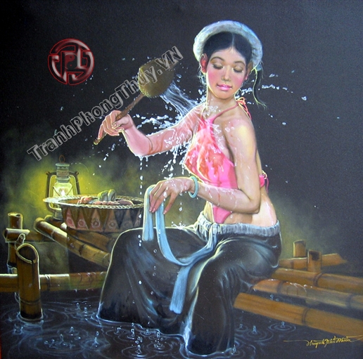 Tranh sơn dầu đẹp thiếu nữ