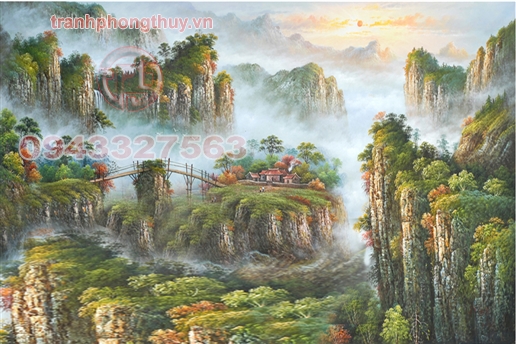 Tranh mây vờn núi