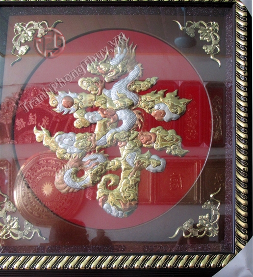 Tranh phong thủy Chữ Lộc trạm hình Rồng 