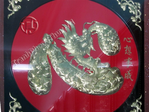 Tranh chữ Tâm chạm hình Rồng 