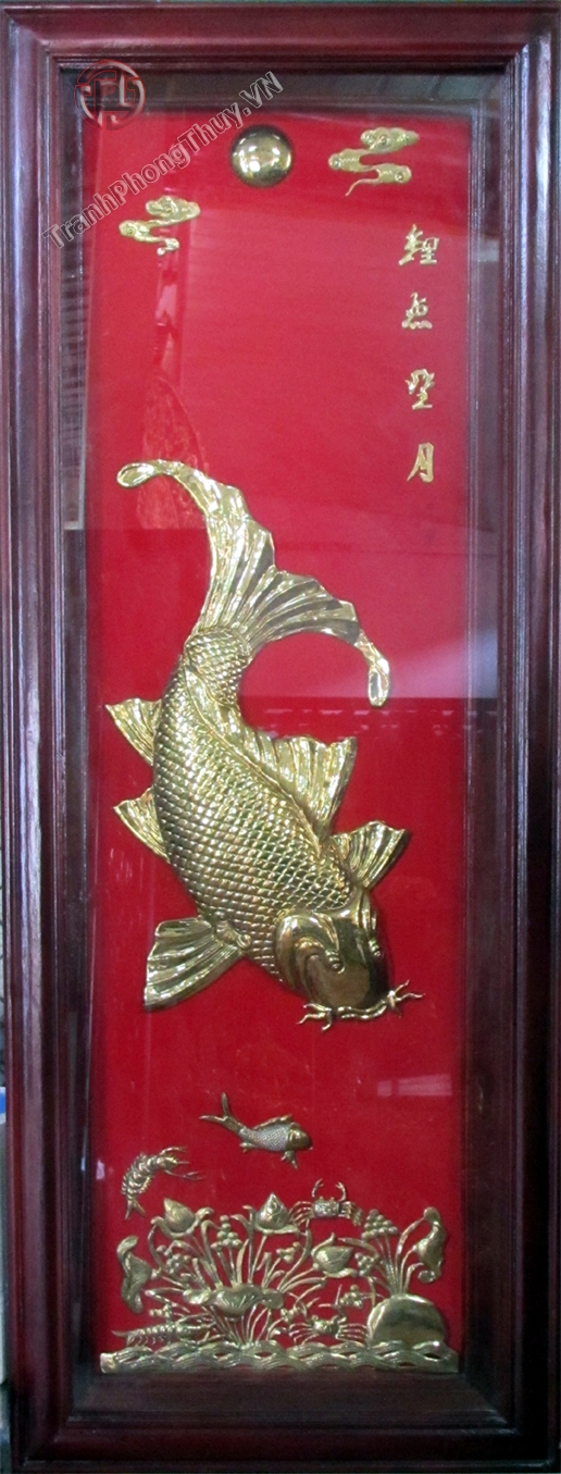 Tranh phong thủy Lý ngư vọng nguyệt 1 bộ (2 bức) 