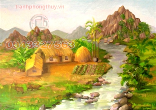 Tranh đồng quê - chất liệu sơn dầu