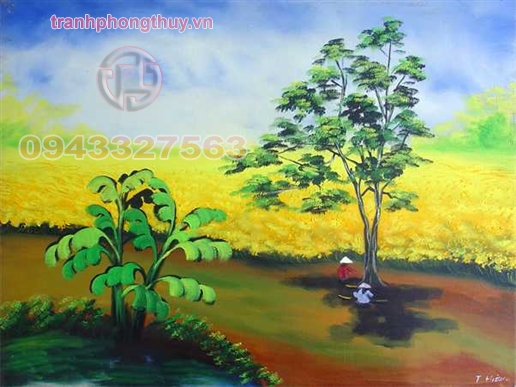 Tranh đồng quê - chất liệu sơn dầu