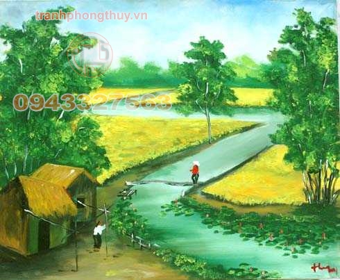 Tranh đồng quê - chất liệu sơn dầu