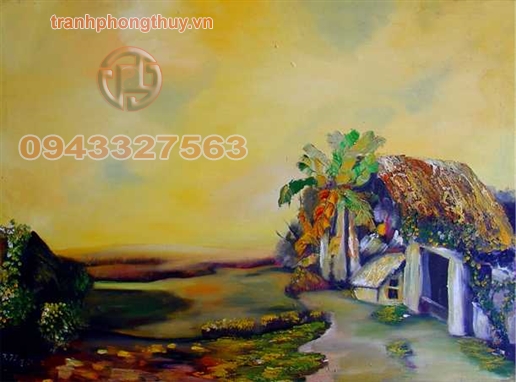 Tranh đồng quê - chất liệu sơn dầu