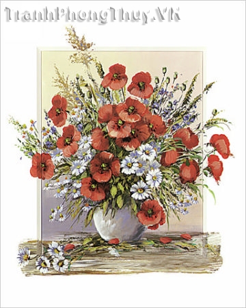 Tranh sơn dầu bình hoa 